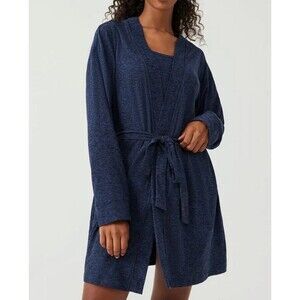 Outdoor Voices Women's CloudKnit Robe Navy Tie Closure Long Sleeve XS/S